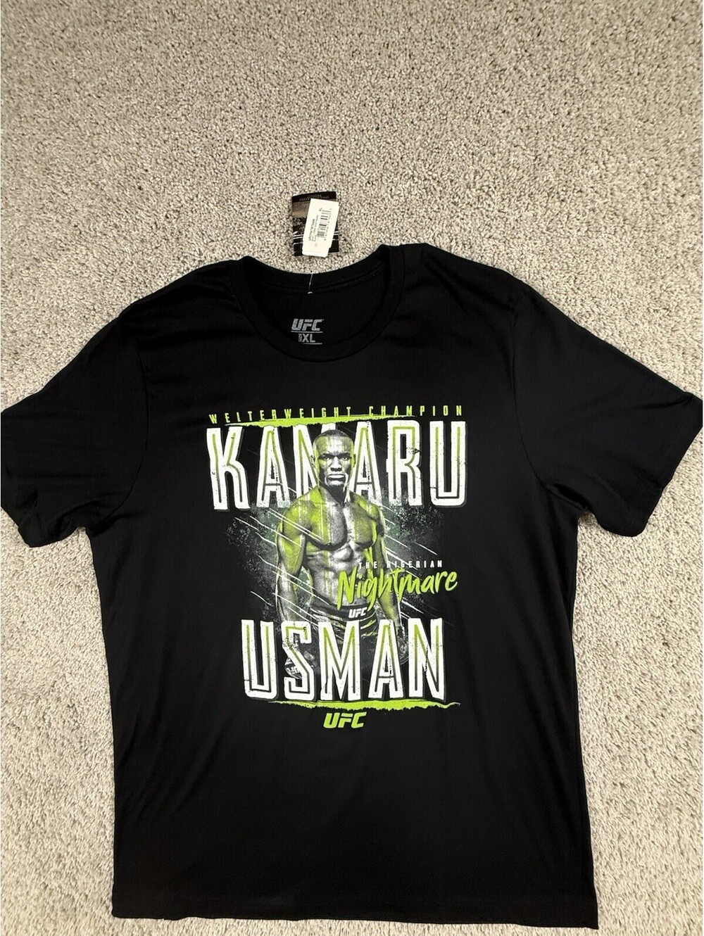 UFC Kamaru Usman Nigerian Nightmare Black Graphic T-Shirt Size XL NWT